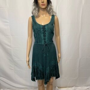 Rebellion Lace-Up Mini Dress Teal Women’s Medium